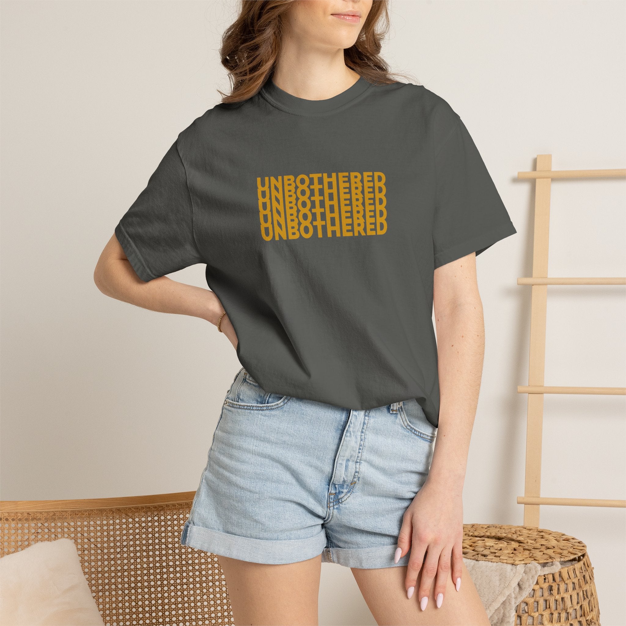 Unbothered Graphic T-Shirt — Minimal Stacked Text Tee