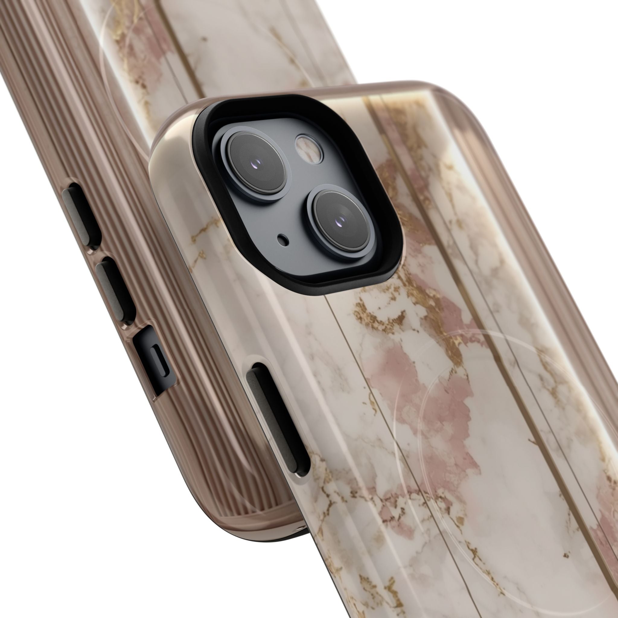 Marble Blush Tough Magnetic Phone Case, Rose Gold Marble Protective Cover