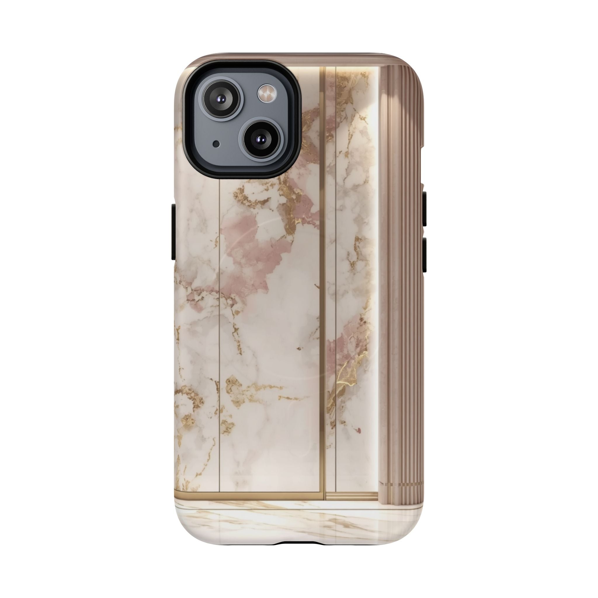Marble Blush Tough Magnetic Phone Case, Rose Gold Marble Protective Cover