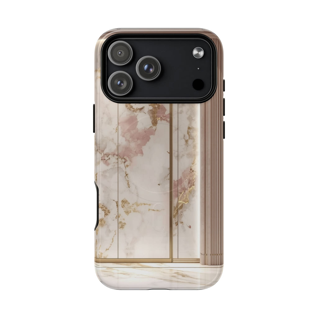 Marble Blush Tough Magnetic Phone Case, Rose Gold Marble Protective Cover