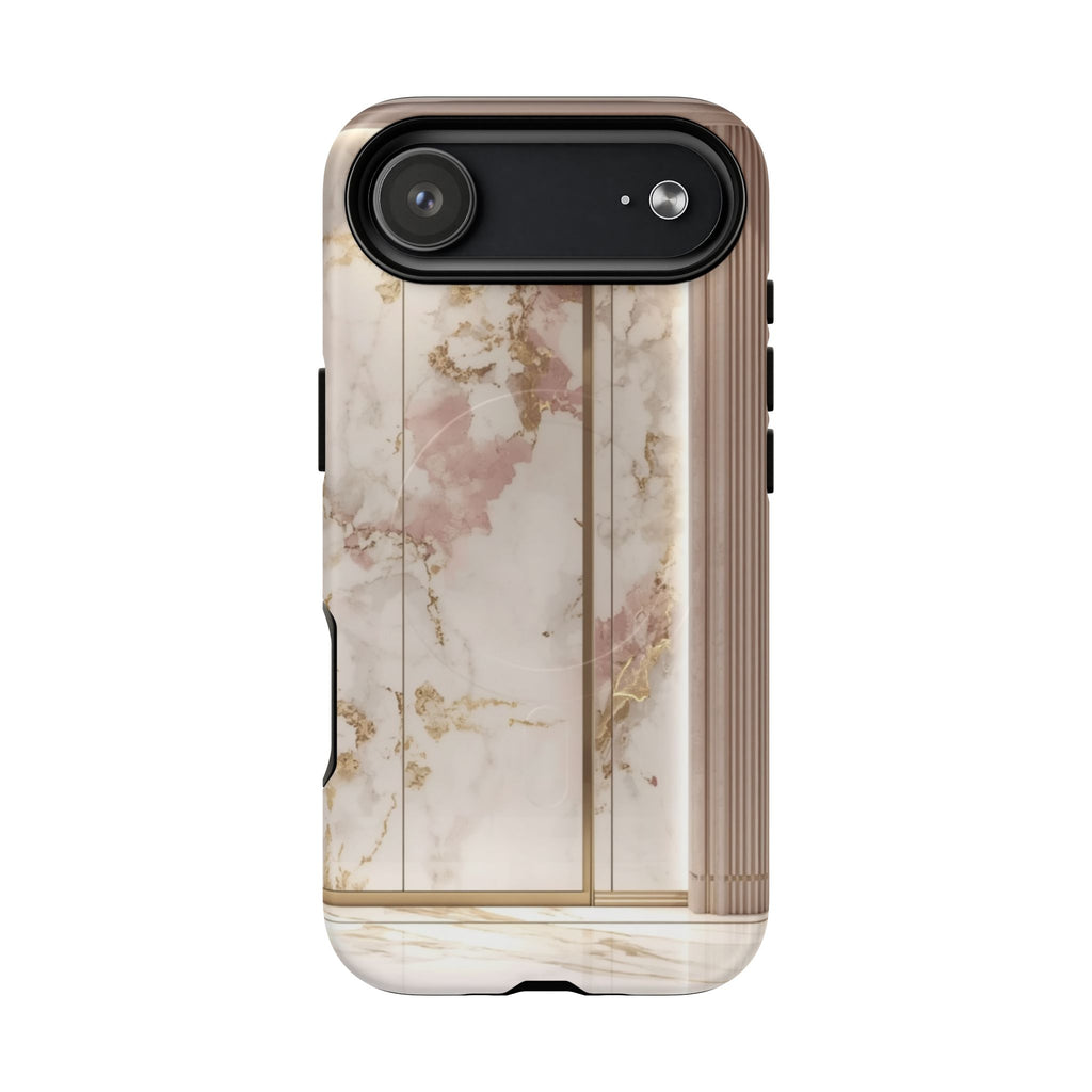 Marble Blush Tough Magnetic Phone Case, Rose Gold Marble Protective Cover